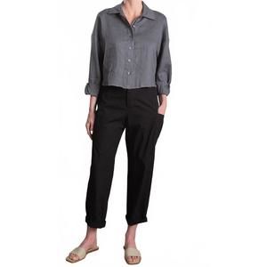 NEW PHARAOH torrance paperweight cotton pant in black